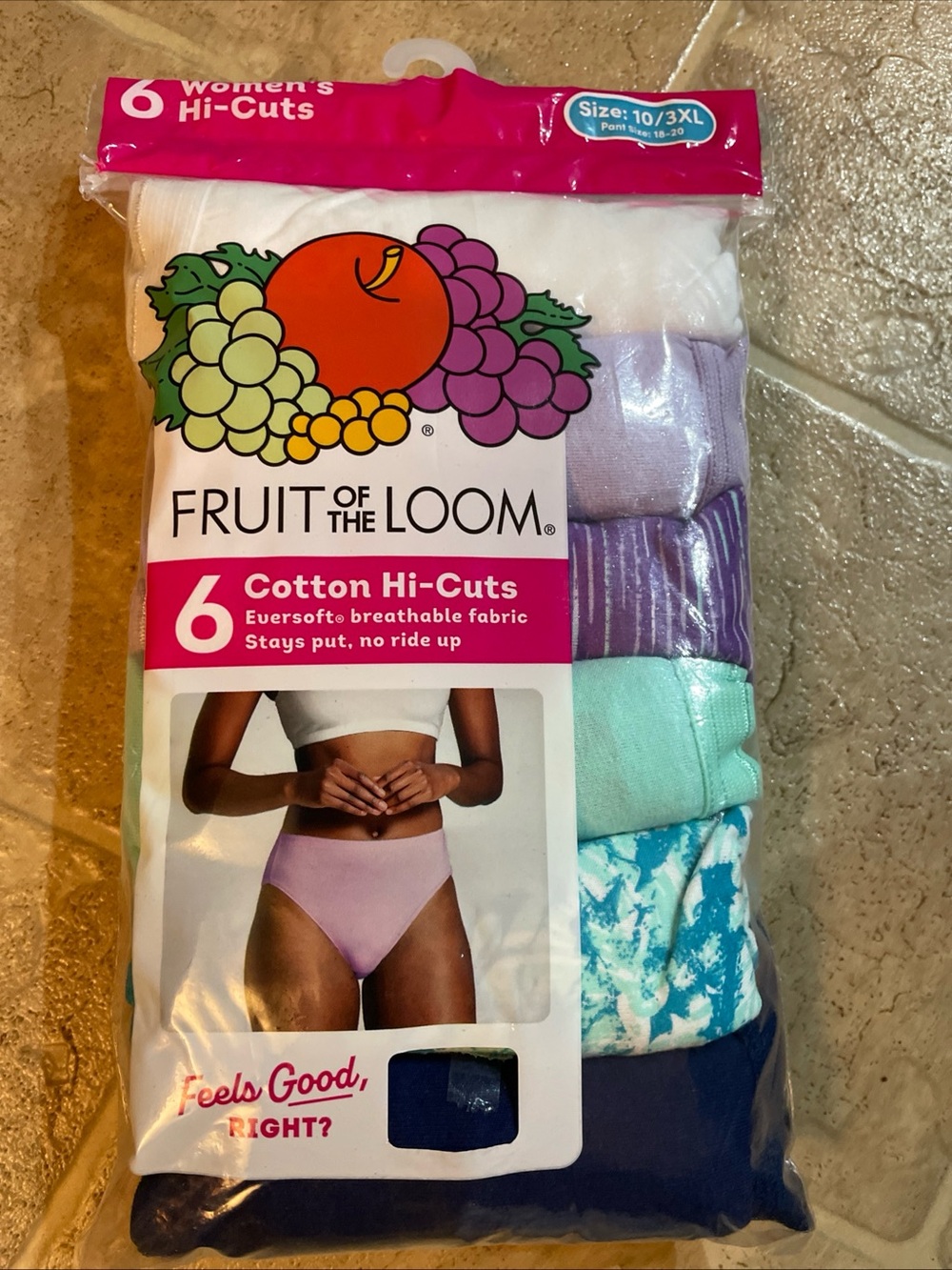 Fruit of the Loom Breathable Eversoft Cotton Hi-Cut Panties 6 Pack Women 3XL/10